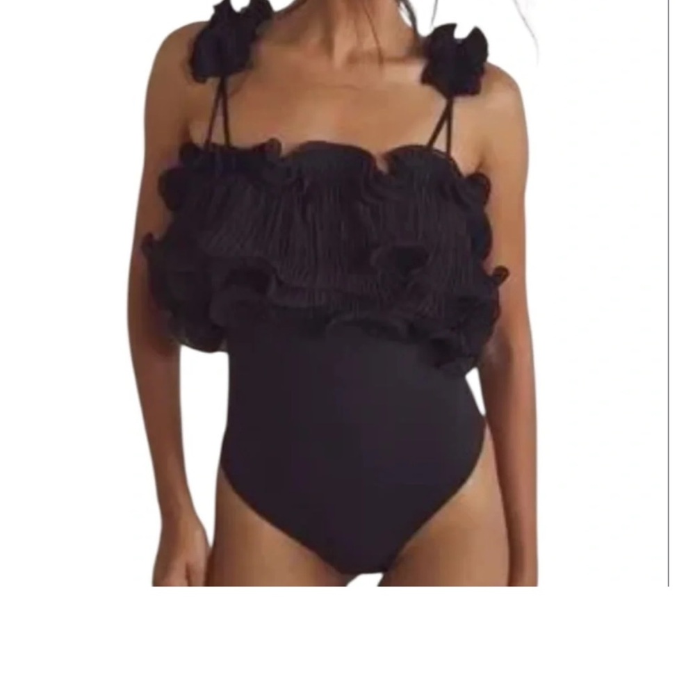 Joie Ruffled Black Bodysuit
